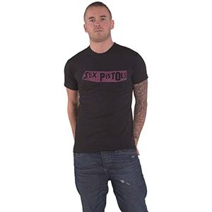 Sex Pistols Roze T-shirt met officieel logo unisex zwart, L, zwart.