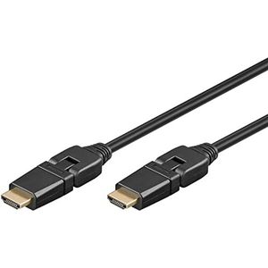 goobay 61286 High Speed HDMI-kabel 360° met Ethernet/HDMI 360° mannelijk type A mannelijk HDMI-stekker roterend/schermresolutie tot 4K @ 60Hz (Ultra HD 2160p) / vergulde stekker / 2m