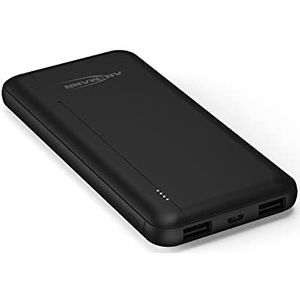 Ansmann Powerbank 10.000 mAh powerbank 2 poorten met led-statusindicator - externe batterij van 2,1 A, draagbare externe oplader, compatibel met Apple iPhone iPad, Samsung Huawei Xiaomi zwart