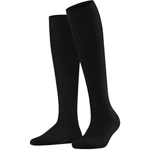 FALKE Familie lange sokken voor dames, ademend, duurzaam, katoen, versterkt, effen, klassiek, platte teennaad voor dagelijks gebruik en werk, 1 paar, Zwart (Black 3009) nieuw - milieuvriendelijk