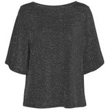 VERO MODA Vmkanva Jrs Damesblouse met pailletten, 2/4, korte mouwen, zwart/details: zilveren lurex