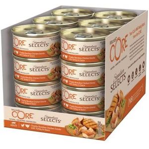 Wellness CORE Signature Selects Natvoer in graanvrije saus, hoog vleesgehalte, dik, kip en kalkoen, 24 x 79 g
