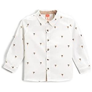 Koton Katoenen hemd met lange mouwen voor jongens, Wit design (H38)