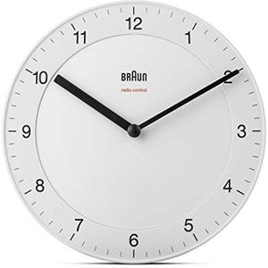 BRAUN Funkwanduhr / Design-Objekt / Design-Klassiker / Voorzien van het werkwerk / eenvoudig afneembare ritssluiting / mat koffer / diameter 20 cm / Kleur: wit / model BC06W-DCF