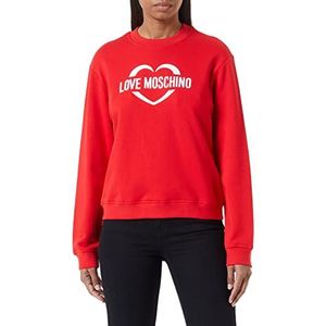 Love Moschino Dames ronde hals sweatshirt met holografische hartprint, rood, 46, Rood