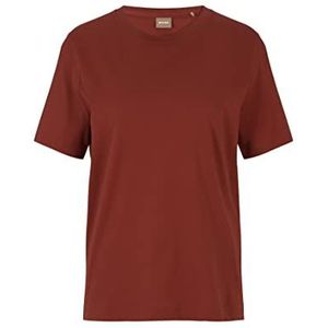 BOSS Ecosa Jersey T-shirt voor dames van biologisch katoen in casual pasvorm, medium rood