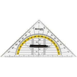 Westcott E-10133 00 Geometrische driehoek, van kunststof, met afneembare handgreep, 14 cm, transparant
