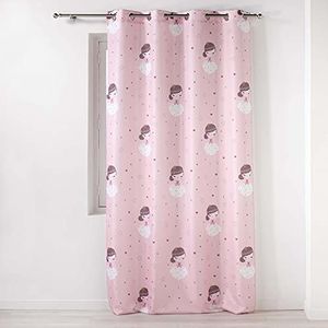 douceur d'intérieur, Gordijn met oogjes, 140 x 260 cm, polyester, bedrukt, kleine prinses, roze