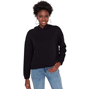 Trendyol Plain Regular dames capuchontrui (1-pak), zwart, XL, zwart