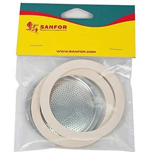 Sanfor Vlak rubber voor koffiezetapparaat, 12 kopjes, pakket 1 filter 2 afdichtingen, rubber, wit, 9,2 x 9,2 x 0,1 cm