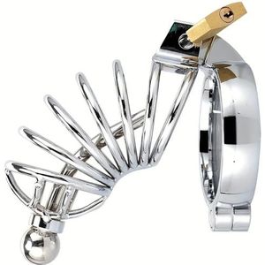 Sex Toy | Metalen chastity devices kooi met urethrale apparaat | Locked Cock Cage for Men | Met 3 verschillende ringmaten keuze | Penis Oefening Bondage Gear & Accessoires (50 mm / 1,97 inch)
