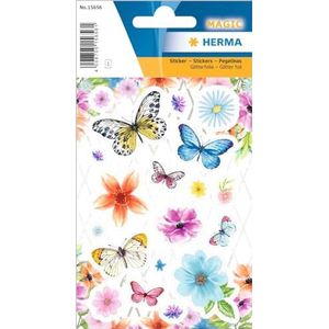 HERMA 15656 Diamond Glittery Sticker Paradisische bloemen (19 stickers glitterfolie), permanent zelfklevend, motief-etiketten voor meisjes en jongens, meerkleurig