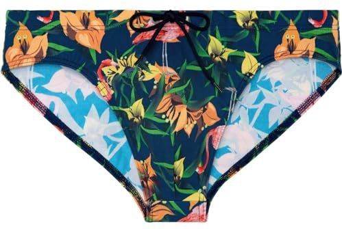 HOM Flamingo zwembroek voor heren, Roze Vlaamse Print Marine Achtergrond