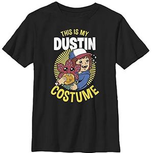 Stranger Things Dustin kostuum T-shirt met korte mouwen, zwart, één maat, uniseks, kinderen, zwart, eenheidsmaat, zwart.