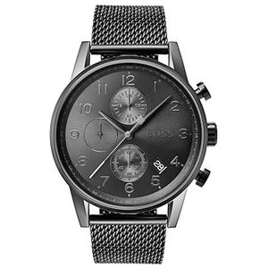 BOSS Heren chronograaf quartz horloge met grijze roestvrijstalen mesh armband – 1513674, grijs, armband, grijs.