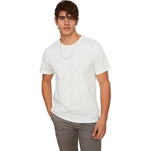 Trendyol T-shirt met korte mouwen, wit, mannelijk, recht, fietskraag, heren, Wit