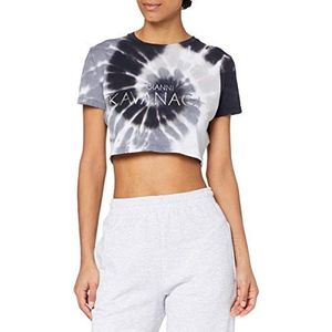 Gianni Kavanagh Black and White Tie Dye Cropped Tee, zwart/wit