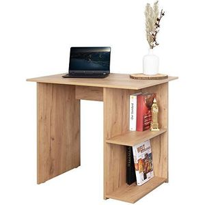 RICOO WM089-EG Bureau klein met opbergruimte 82 x 76 x 60 cm Computer tafel Kantoortafel eiken bruin