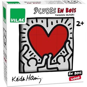 Vilac - Keith Haring 9227 Cubes-set, meerkleurig, 9 stuks