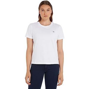 Tommy Jeans Tjw dames C-hals T-shirt, Wit.