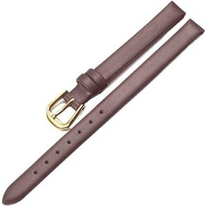 LUGEMA Bracelet De Montre En Cuir Véritable Bracelet De Montre De Mode For Femmes Montres-bracelets Mini Bande 6mm 8mm 10mm 12mm Couleur Rouge Blanc Petit Bracelet (Color : Brown gold buckle, Size :