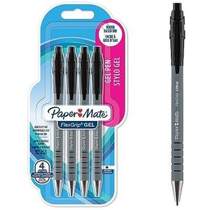 Paper Mate FlexGrip gelpen, 0,7 mm, zwarte inkt, 4 stuks