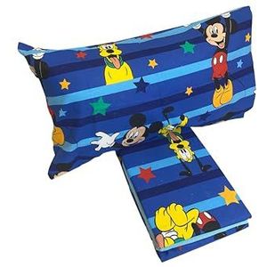 Disney Mickey Mouse beddengoedset, 1-zits, flanel, puur katoen, met hoeslaken + kussensloop
