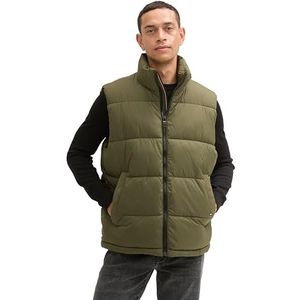 TOM TAILOR Gilet tampon pour homme avec col montant, 11848 - Jungle Soil Green, M