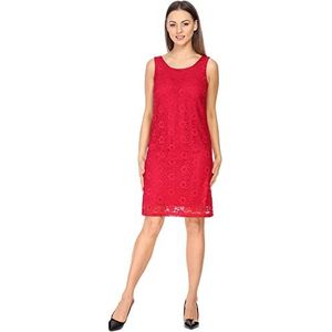Bellivalini Dames midi-jurk Kerstmis kanten jurk zomerjurk mouwloos ronde hals bloemenpatroon BLV50-261, Framboos