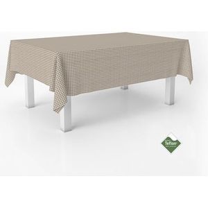 ECOMMERC3 Nappe anti-taches Vichy pour table rectangulaire Taille 250 x 140 cm - Nappe Vichy au toucher extra douce et imperméable, couleur taupe