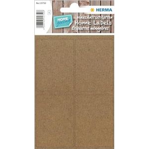 HERMA 15750 Multifunctionele etiketten, 40 x 55 mm, 4 stuks per vel, 16 stickers, huishoudelijke etiketten om op te schrijven, mat, blanco, silphiepapier, natuurbruin, 4 vellen