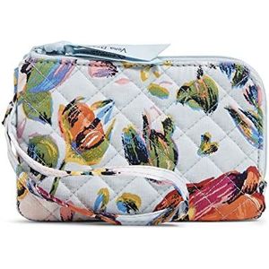Vera Bradley RFID bescherming marine bloemen katoen dubbele rits portemonnee hoesje - gerecycled katoen, één maat
