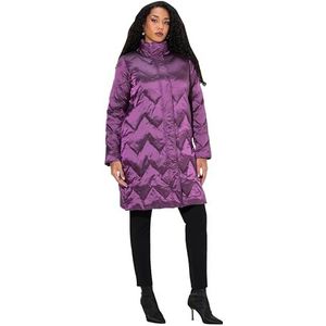 Ulla Popken Manteau matelassé pour femme, grandes tailles, grande taille, deux tons, col montant, fermeture éclair à double sens, Violet foncé, 48-50