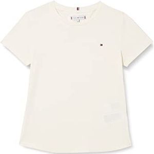 Tommy Hilfiger Essential Knit Top S/S T-shirt voor meisjes, Ivory Petal