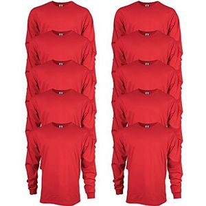 Gildan T-shirt met lange mouwen van Ultra katoen, G2400, uniseks, 10 stuks, Rood (10 stuks)