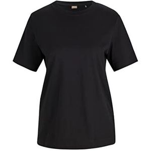 BOSS Ecosa T-shirt voor dames, biologisch katoen, jersey, relaxed fit, zwart.