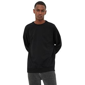 Trendyol Sweatshirt met ritssluiting, zwart, heren, maat L, trainingspak, heren, zwart.