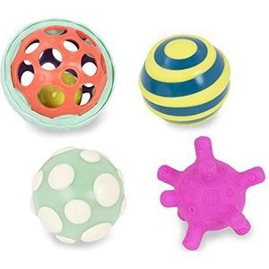B. Toys Baby Toys 4 ballen in verschillende vormen en kleuren met rammelaar en licht - motorisch speelgoed voor kinderen vanaf 6 maanden