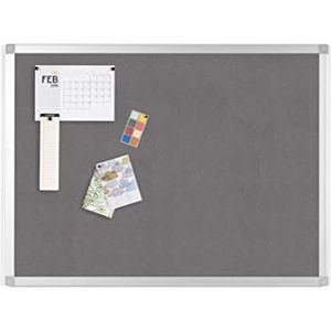 BoardsPlus - Schrijfbord van grijs vilt, 120 x 90 cm, frame van aluminium