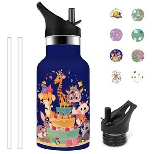 Grsta Thermosfles voor kinderen, 350 ml, thermosfles voor kinderen, roestvrij staal, gemakkelijk te reinigen, gepersonaliseerde thermosfles, BPA-vrij, fles voor 2/3/4/5 jaar,