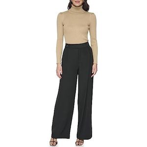 DKNY Pantalon en sergé givré pour femme, Noir, 40