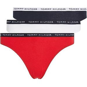 Tommy Hilfiger Bikini 3P bikini-ondergoed voor dames, 3 stuks, Woestijnblauw/wit/primair rood