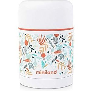 Miniland - Vlinderfles van roestvrij staal voor baby's met deksel - 600 ml thermosfles voor vast voedsel Mediterranean Collection