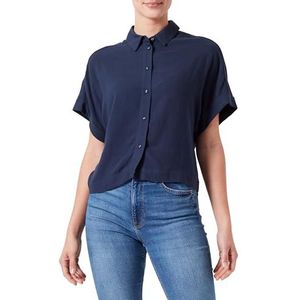 SELECTED FEMME Slfviva Ss Cropped Shirt Noos Chemisier à manches courtes pour femme, Dark Sapphire, 38