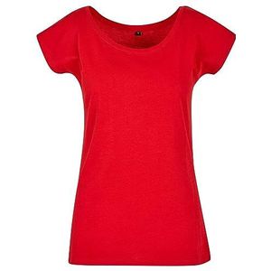 Build your Brand Dames T-shirt met brede hals van katoen verkrijgbaar in vele kleuren, maten XS tot 5XL, Urban Red, L, Stedelijk rood