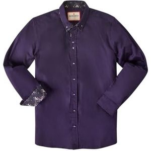 Joe Browns Chemise boutonnée à double col Peekaboo pour homme Motif floral foncé, violet, XXL