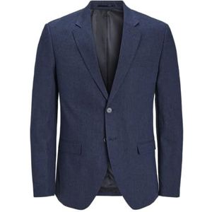 JACK & JONES Jprriviera Linen Blazer Slim Fit S Pls Jprriviera Linen Blazer Slim Fit S Pls Heren (1 stuk), Navy Blauw