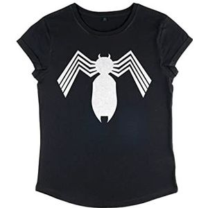 Marvel Spider-Man Classic-Alien Symbiote Icon Damesshirt met lange mouwen, zwart.