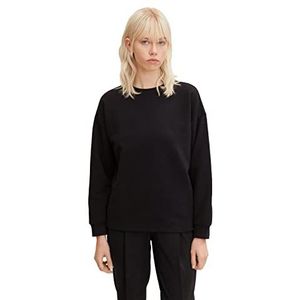 TOM TAILOR Denim Dames Basic Sweatshirt, 14482 - Deep Black., L, 14482, Deep Black