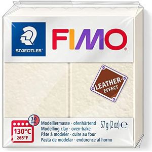 Staedtler FIMO Leather, ivoorkleurige boetseerklei met ovenhardend ledereffect, voor beginners en kunstenaars, 57 gram brood, 8010-029 ST